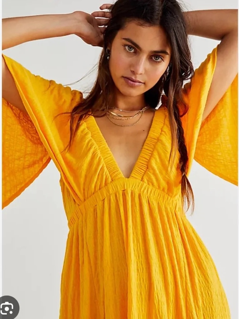Free People Vibrant Orange Deep V Tiered Maxi Dress - Picture 2 of 7